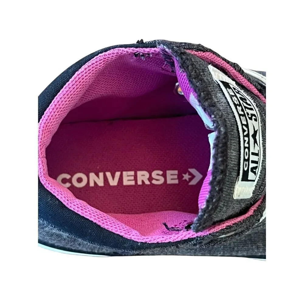 Converse Chuck Taylor All Star Madison Mid Kids' Shoes Black/Fuchsia/White Sz 13
